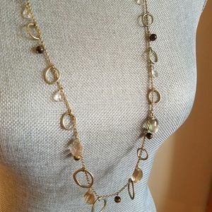 Long amber gold necklace
